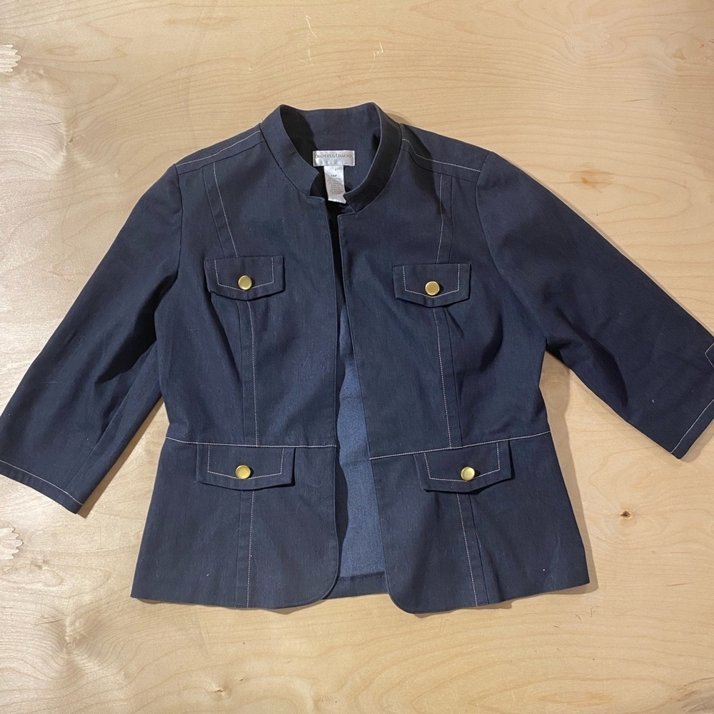 Draper’s & Damons Petites Navy Blue Blazer with Gold Buttons 14P (ND)